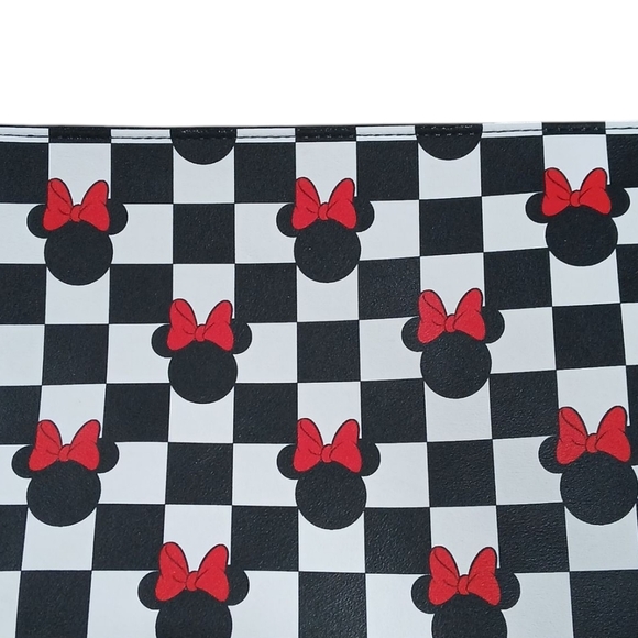 Disney Black and White Checkered Clutch with Red Bow Accents Minnie Mouse - Picture 2 of 5